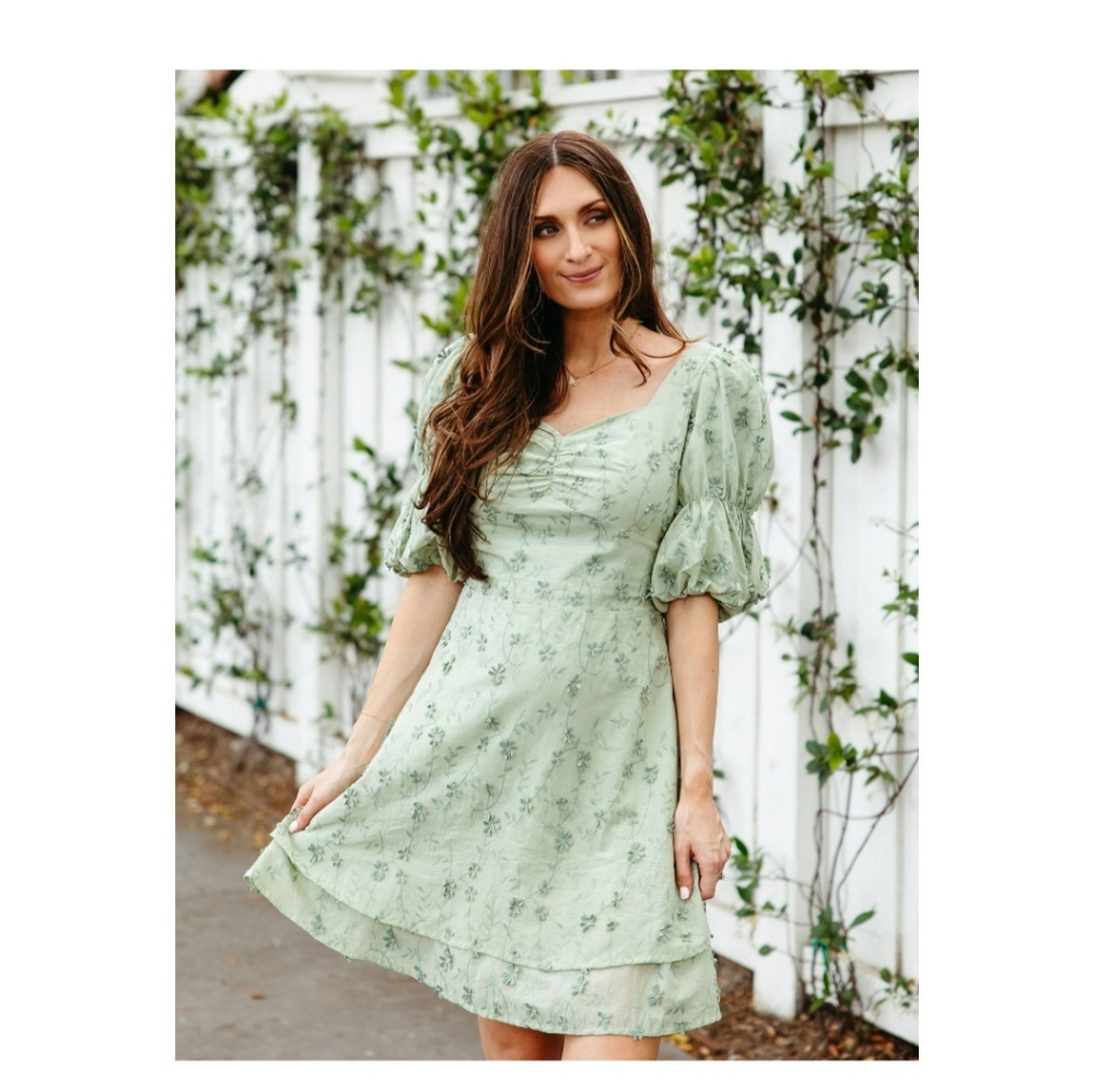 Green floral dress size 12